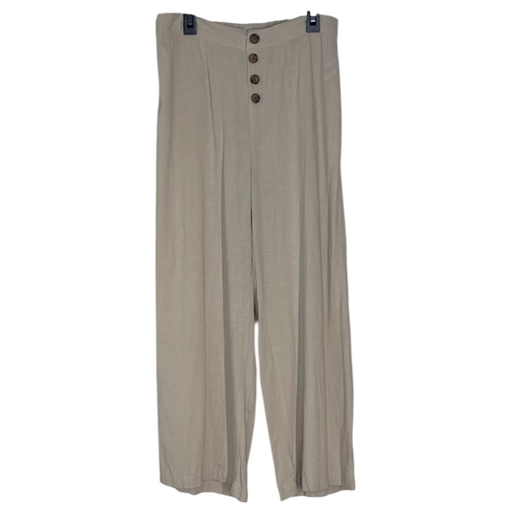 Aeropostale Linen Blend Wide Leg Pant Medium Cream/Tan